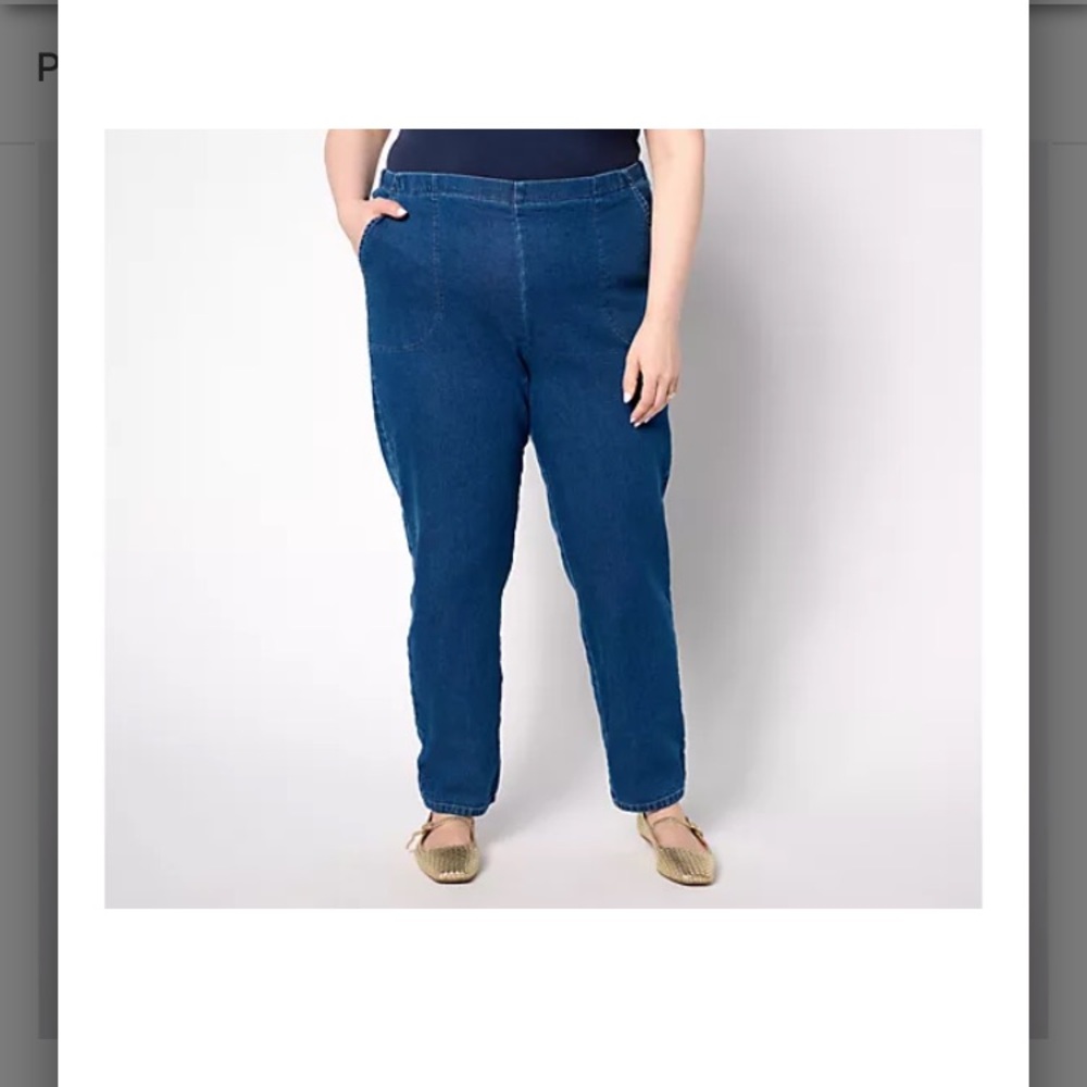 Denim & Co pull on elastic waist stretch jeans. Medium wash Size 2XT.